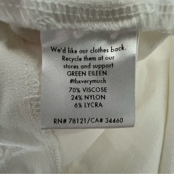 Eileen Fisher High Waist Slim Crop White Washable Stretch Crepe Pants 2X Pull-on - Picture 9 of 12